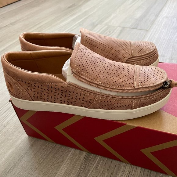 BILLY Footwear Zip On Perforated Low Beige Nude Loafer Shoes Size 8 NEW - Picture 3 of 10